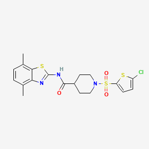 molecular formula C19H20ClN3O3S3 B2888208 1-((5-chlorothiophen-2-yl)sulfonyl)-N-(4,7-dimethylbenzo[d]thiazol-2-yl)piperidine-4-carboxamide CAS No. 942002-43-9