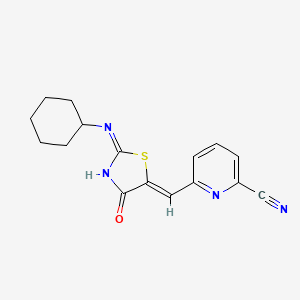 6-[(Z)-(2-Cyclohexylimino-4-oxo-1,3-thiazolidin-5-ylidene)methyl]pyridine-2-carbonitrile