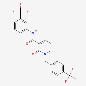 molecular formula C21H14F6N2O2 B2888218 2-oxo-1-(4-(Trifluoromethyl)benzyl)-N-(3-(trifluoromethyl)phenyl)-1,2-dihydro-3-pyridinecarboxamide CAS No. 338781-75-2