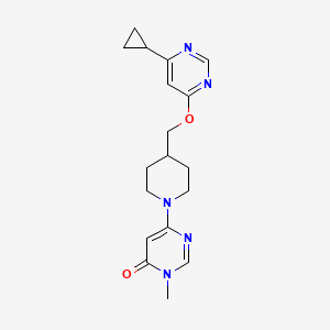 molecular formula C18H23N5O2 B2888225 6-(4-(((6-cyclopropylpyrimidin-4-yl)oxy)methyl)piperidin-1-yl)-3-methylpyrimidin-4(3H)-one CAS No. 2309556-27-0