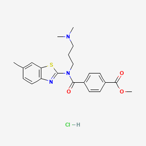 molecular formula C22H26ClN3O3S B2888226 Methyl 4-((3-(dimethylamino)propyl)(6-methylbenzo[d]thiazol-2-yl)carbamoyl)benzoate hydrochloride CAS No. 1216593-85-9