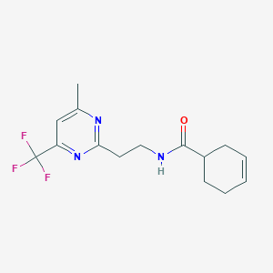 N-(2-(4-methyl-6-(trifluoromethyl)pyrimidin-2-yl)ethyl)cyclohex-3-enecarboxamide
