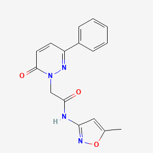 molecular formula C16H14N4O3 B2888235 N-(5-methylisoxazol-3-yl)-2-(6-oxo-3-phenylpyridazin-1(6H)-yl)acetamide CAS No. 939347-01-0