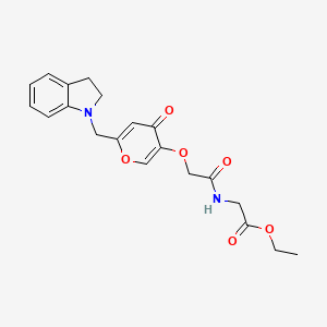 ethyl 2-(2-((6-(indolin-1-ylmethyl)-4-oxo-4H-pyran-3-yl)oxy)acetamido)acetate