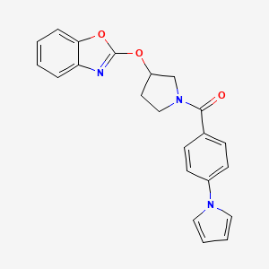 molecular formula C22H19N3O3 B2888250 (4-(1H-吡咯-1-基)苯基)(3-(苯并[d]恶唑-2-氧代)吡咯烷-1-基)甲苯酮 CAS No. 2034305-65-0