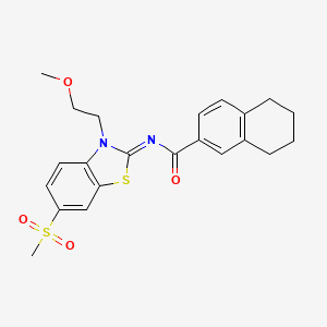 molecular formula C22H24N2O4S2 B2888251 N-[3-(2-methoxyethyl)-6-methylsulfonyl-1,3-benzothiazol-2-ylidene]-5,6,7,8-tetrahydronaphthalene-2-carboxamide CAS No. 864977-30-0