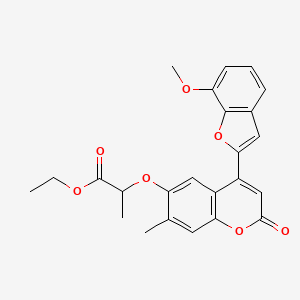 molecular formula C24H22O7 B2888257 ethyl 2-((4-(7-methoxybenzofuran-2-yl)-7-methyl-2-oxo-2H-chromen-6-yl)oxy)propanoate CAS No. 898447-55-7