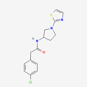 molecular formula C15H16ClN3OS B2888264 2-(4-chlorophenyl)-N-(1-(thiazol-2-yl)pyrrolidin-3-yl)acetamide CAS No. 2034323-05-0