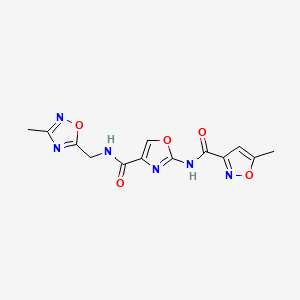 5-methyl-N-(4-(((3-methyl-1,2,4-oxadiazol-5-yl)methyl)carbamoyl)oxazol-2-yl)isoxazole-3-carboxamide