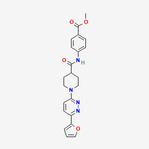 molecular formula C22H22N4O4 B2888268 Methyl 4-(1-(6-(furan-2-yl)pyridazin-3-yl)piperidine-4-carboxamido)benzoate CAS No. 1105233-50-8