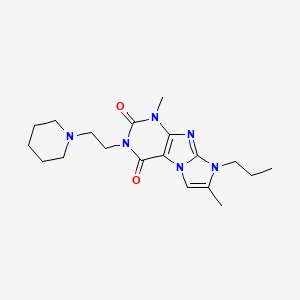 molecular formula C19H28N6O2 B2888275 4,7-Dimethyl-2-(2-piperidin-1-ylethyl)-6-propylpurino[7,8-a]imidazole-1,3-dione CAS No. 887215-62-5