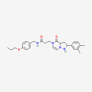 molecular formula C27H30N4O3 B2888279 3-[2-(3,4-dimethylphenyl)-4-oxo-4H,5H-pyrazolo[1,5-a]pyrazin-5-yl]-N-[(4-propoxyphenyl)methyl]propanamide CAS No. 1326901-01-2