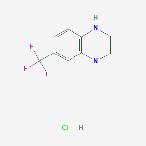molecular formula C10H12ClF3N2 B2888280 4-Methyl-6-(trifluoromethyl)-2,3-dihydro-1H-quinoxaline;hydrochloride CAS No. 2344678-92-6