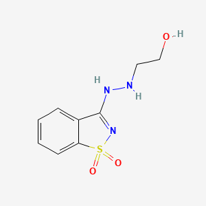 molecular formula C9H11N3O3S B2888284 2-[2-(1,1-二氧化-1,2-苯并噻唑-3-基)肼基]乙醇 CAS No. 350609-36-8