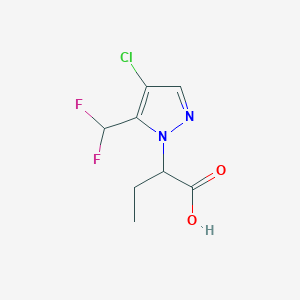 molecular formula C8H9ClF2N2O2 B2888289 2-[4-Chloro-5-(difluoromethyl)pyrazol-1-yl]butanoic acid CAS No. 1946812-28-7