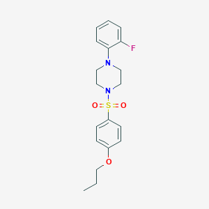 molecular formula C19H23FN2O3S B288829 1-(2-Fluorophenyl)-4-[(4-propoxyphenyl)sulfonyl]piperazine 
