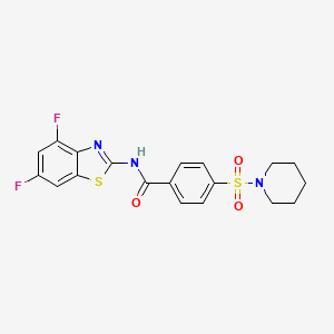 molecular formula C19H17F2N3O3S2 B2888291 N-(4,6-difluorobenzo[d]thiazol-2-yl)-4-(piperidin-1-ylsulfonyl)benzamide CAS No. 312592-95-3
