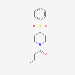 molecular formula C16H21NO3S B2888293 1-(4-(Phenylsulfonyl)piperidin-1-yl)pent-4-en-1-one CAS No. 1705478-51-8