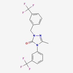 molecular formula C18H13F6N3O B2888302 5-methyl-2-[3-(trifluoromethyl)benzyl]-4-[3-(trifluoromethyl)phenyl]-2,4-dihydro-3H-1,2,4-triazol-3-one CAS No. 861206-74-8