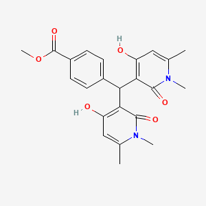 molecular formula C23H24N2O6 B2888303 Methyl 4-(bis(4-hydroxy-1,6-dimethyl-2-oxo-1,2-dihydropyridin-3-yl)methyl)benzoate CAS No. 883087-02-3