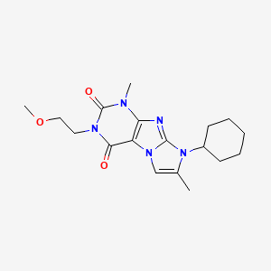 molecular formula C18H25N5O3 B2888319 8-环己基-3-(2-甲氧基乙基)-1,7-二甲基-1H-咪唑并[2,1-f]嘌呤-2,4(3H,8H)-二酮 CAS No. 896080-90-3