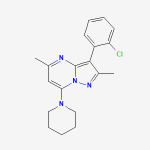 molecular formula C19H21ClN4 B2888320 3-(2-氯苯基)-2,5-二甲基-7-(哌啶-1-基)吡唑并[1,5-a]嘧啶 CAS No. 890632-38-9