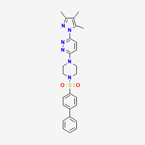 molecular formula C26H28N6O2S B2888324 3-(4-([1,1'-biphenyl]-4-ylsulfonyl)piperazin-1-yl)-6-(3,4,5-trimethyl-1H-pyrazol-1-yl)pyridazine CAS No. 1013820-44-4