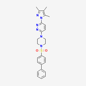 molecular formula C26H28N6O2S B2888324 3-(4-([1,1'-联苯]-4-磺酰基)哌嗪-1-基)-6-(3,4,5-三甲基-1H-吡唑-1-基)哒嗪 CAS No. 1013820-44-4