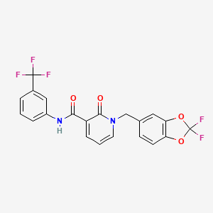 molecular formula C21H13F5N2O4 B2888354 1-[(2,2-二氟-1,3-苯二氧杂环-5-基)甲基]-2-氧代-N-[3-(三氟甲基)苯基]-1,2-二氢-3-吡啶甲酰胺 CAS No. 400082-69-1