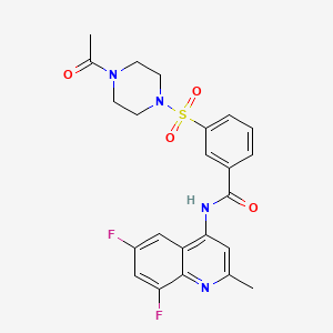 molecular formula C23H22F2N4O4S B2888358 3-((4-acetylpiperazin-1-yl)sulfonyl)-N-(6,8-difluoro-2-methylquinolin-4-yl)benzamide CAS No. 1010938-14-3