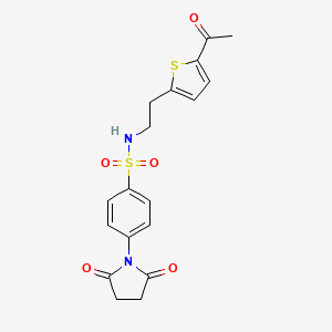 molecular formula C18H18N2O5S2 B2888360 N-(2-(5-乙酰噻吩-2-基)乙基)-4-(2,5-二氧代吡咯烷-1-基)苯磺酰胺 CAS No. 2034272-74-5