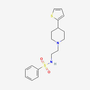 molecular formula C17H22N2O2S2 B2888363 N-(2-(4-(噻吩-2-基)哌啶-1-基)乙基)苯磺酰胺 CAS No. 1428374-39-3