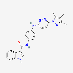 molecular formula C25H23N7O B2888366 N-(4-((6-(3,4,5-trimethyl-1H-pyrazol-1-yl)pyridazin-3-yl)amino)phenyl)-1H-indole-3-carboxamide CAS No. 1251710-42-5