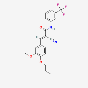 molecular formula C22H21F3N2O3 B2888367 (E)-3-(4-butoxy-3-methoxyphenyl)-2-cyano-N-[3-(trifluoromethyl)phenyl]prop-2-enamide CAS No. 380434-50-4