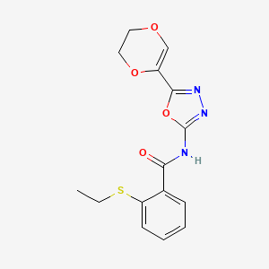 molecular formula C15H15N3O4S B2888368 N-[5-(2,3-dihydro-1,4-dioxin-5-yl)-1,3,4-oxadiazol-2-yl]-2-ethylsulfanylbenzamide CAS No. 886918-19-0