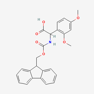 molecular formula C25H23NO6 B2888376 (R)-(2,4-Dimethoxy-phenyl)-[(9H-fluoren-9-ylmethoxycarbonylamino)]-acetic acid CAS No. 1690877-20-3