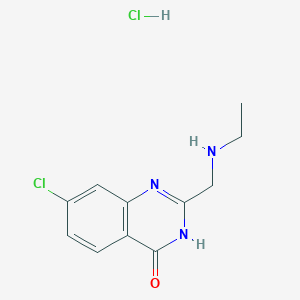 molecular formula C11H13Cl2N3O B2888377 7-Chloro-2-[(ethylamino)methyl]-3,4-dihydroquinazolin-4-one hydrochloride CAS No. 1052537-78-6