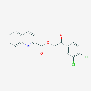 molecular formula C18H11Cl2NO3 B288838 2-(3,4-Dichlorophenyl)-2-oxoethyl quinoline-2-carboxylate 