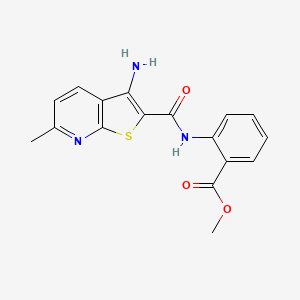 molecular formula C17H15N3O3S B2888382 2-(3-氨基-6-甲基噻吩并[2,3-b]吡啶-2-甲酰胺)苯甲酸甲酯 CAS No. 923131-19-5