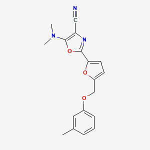 molecular formula C18H17N3O3 B2888390 5-(Dimethylamino)-2-(5-((m-tolyloxy)methyl)furan-2-yl)oxazole-4-carbonitrile CAS No. 941912-28-3