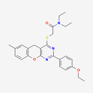 2-((2-(4-ethoxyphenyl)-7-methyl-5H-chromeno[2,3-d]pyrimidin-4-yl)thio)-N,N-diethylacetamide