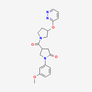 molecular formula C20H22N4O4 B2888402 1-(3-Methoxyphenyl)-4-(3-(pyridazin-3-yloxy)pyrrolidine-1-carbonyl)pyrrolidin-2-one CAS No. 2034319-57-6