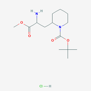 molecular formula C14H27ClN2O4 B2888405 Tert-butyl 2-(2-amino-3-methoxy-3-oxopropyl)piperidine-1-carboxylate;hydrochloride CAS No. 2241139-35-3