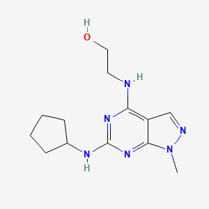 molecular formula C13H20N6O B2888416 2-[[6-(Cyclopentylamino)-1-methylpyrazolo[3,4-d]pyrimidin-4-yl]amino]ethanol CAS No. 897619-34-0