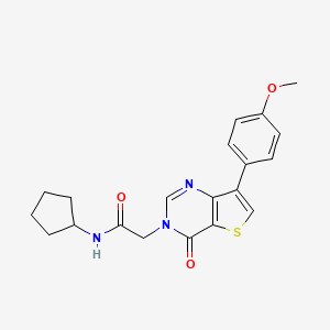 molecular formula C20H21N3O3S B2888425 N-cyclopentyl-2-[7-(4-methoxyphenyl)-4-oxothieno[3,2-d]pyrimidin-3(4H)-yl]acetamide CAS No. 1206990-25-1