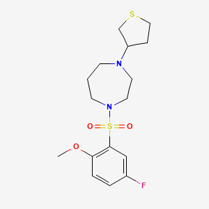 molecular formula C16H23FN2O3S2 B2888435 1-((5-Fluoro-2-methoxyphenyl)sulfonyl)-4-(tetrahydrothiophen-3-yl)-1,4-diazepane CAS No. 2309575-69-5