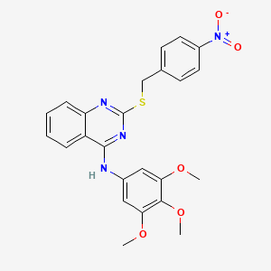 molecular formula C24H22N4O5S B2888454 2-[(4-硝基苯基)甲硫基]-N-(3,4,5-三甲氧基苯基)喹唑啉-4-胺 CAS No. 688355-81-9