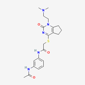 molecular formula C21H27N5O3S B2888460 N-(3-乙酰氨基苯基)-2-((1-(2-(二甲氨基)乙基)-2-氧代-2,5,6,7-四氢-1H-环戊[d]嘧啶-4-基)硫代)乙酰胺 CAS No. 898451-51-9