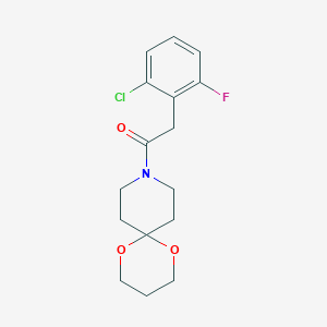 molecular formula C16H19ClFNO3 B2888463 2-(2-氯-6-氟苯基)-1-(1,5-二氧杂-9-氮杂螺[5.5]十一烷-9-基)乙酮 CAS No. 1798028-92-8