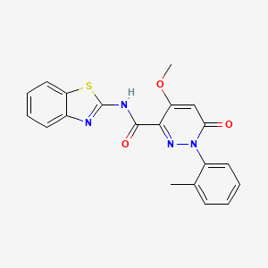 molecular formula C20H16N4O3S B2888475 N-(1,3-benzothiazol-2-yl)-4-methoxy-1-(2-methylphenyl)-6-oxopyridazine-3-carboxamide CAS No. 942004-76-4